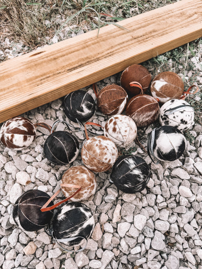 Cowhide Ornament Set of 6 Balls