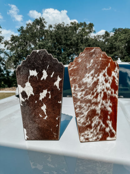Wooden Cowhide Necklace Stand