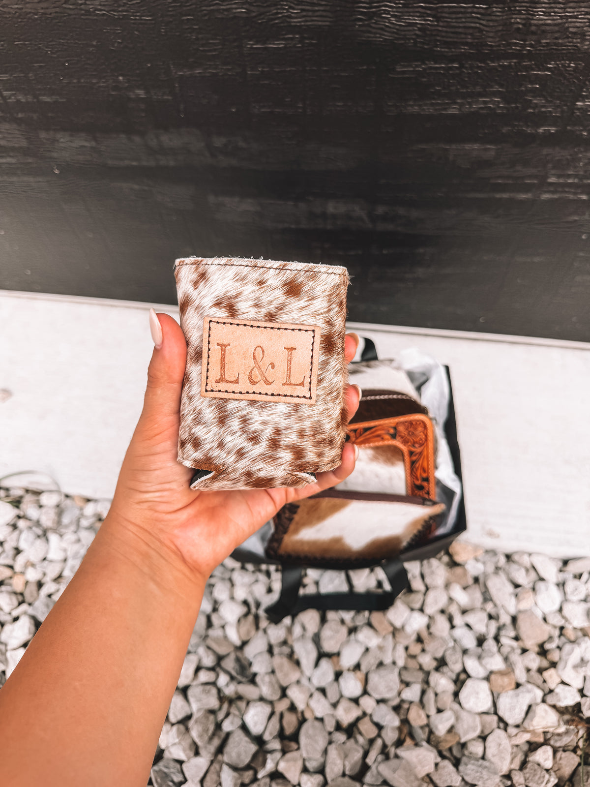 Cowhide Jewelry Box Wallet Koozie Bundle