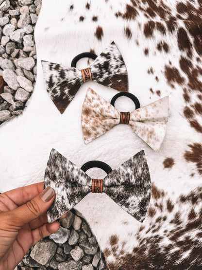 Cowhide & Leather Ponytail Bow