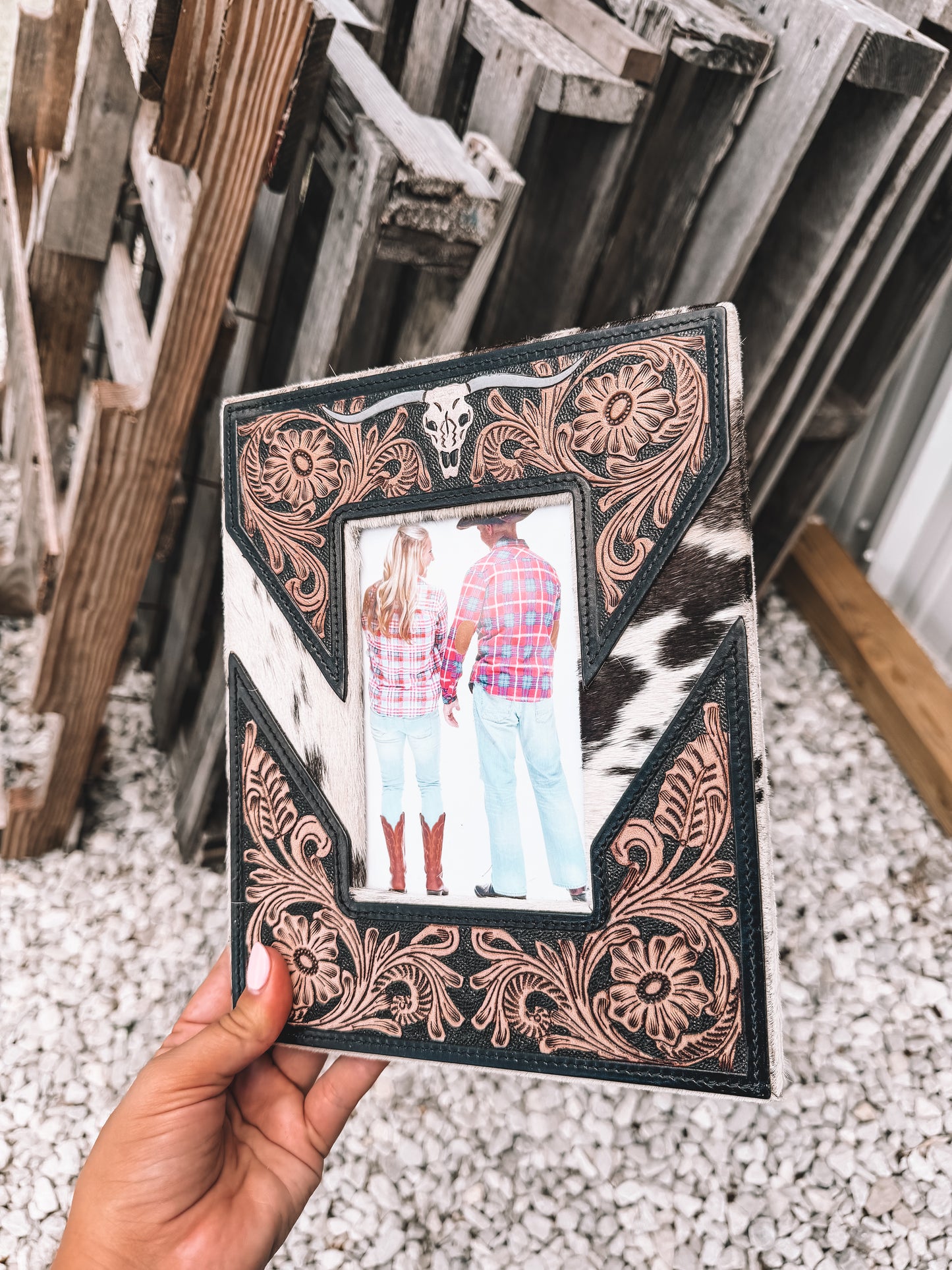 Sandalwood Leather & Cowhide Picture Frame