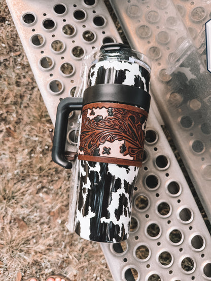 Wide Wyoming Cow Tumbler in Black