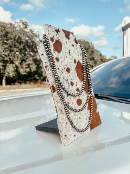 Wooden Cowhide Necklace Stand