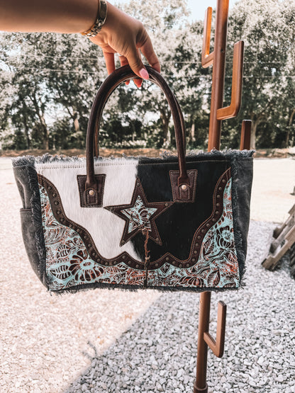 Articulate Canvas & Cowhide Tote Bag