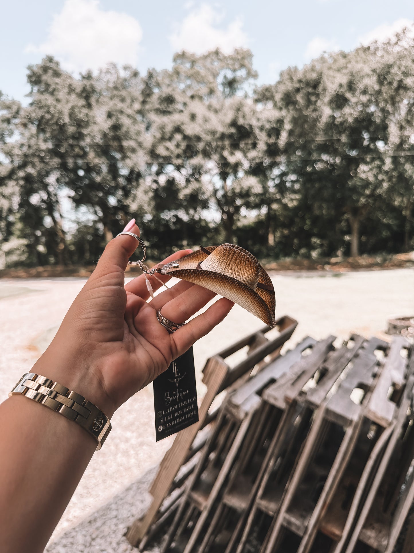 Straw Cowboy Hat Keychain