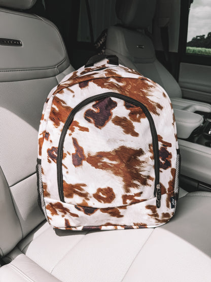 School Backpack - Tan Cow