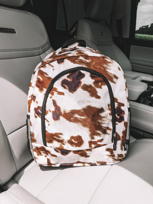 School Backpack - Tan Cow
