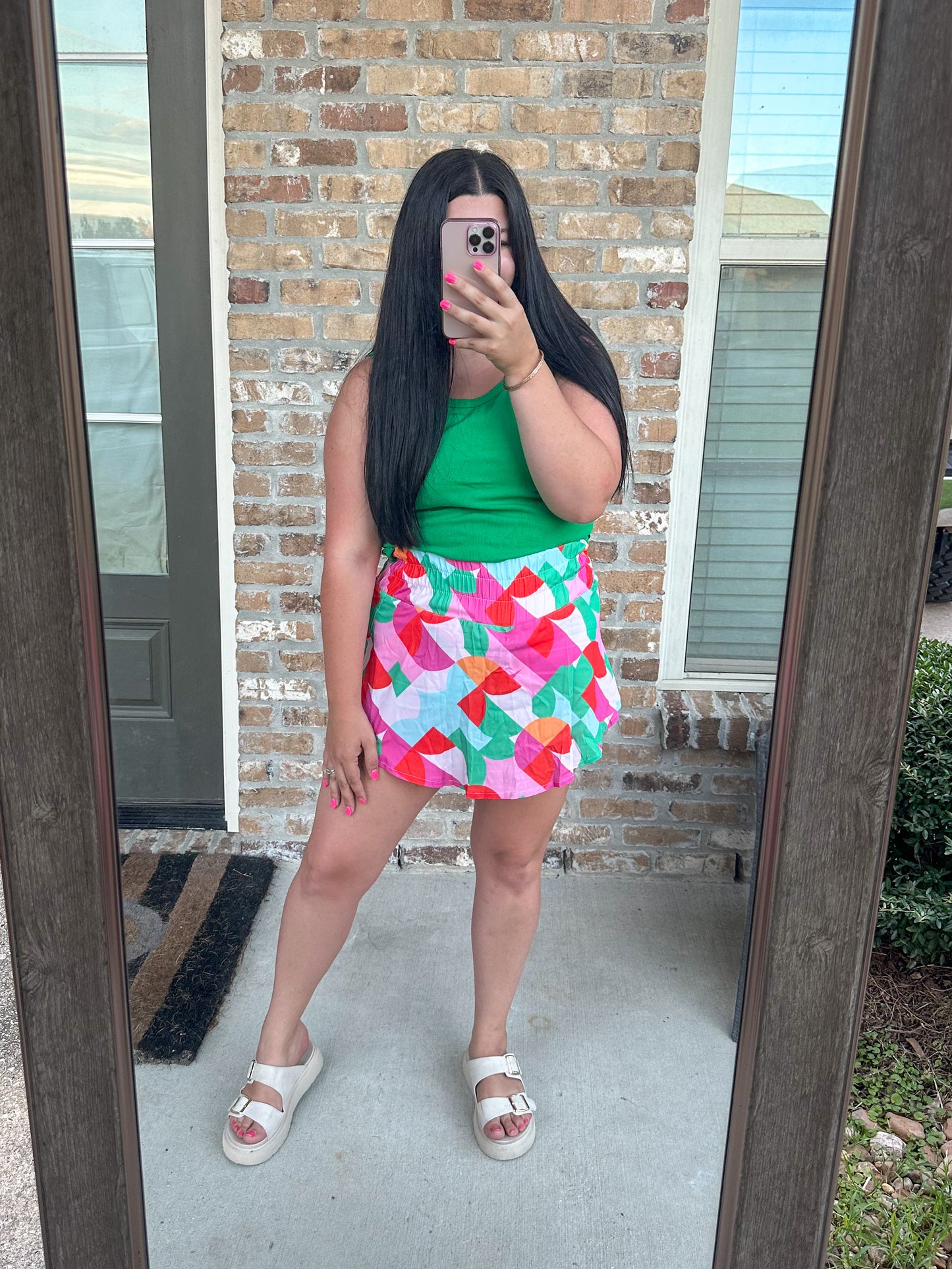 Geometric Skort - Green