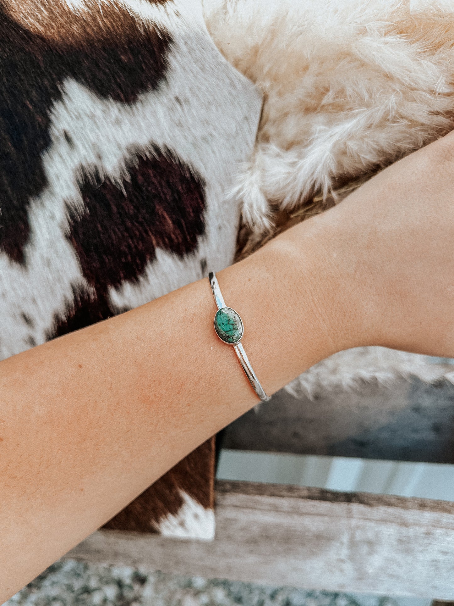 Genuine Turquoise Cuff Bangle Bracelet