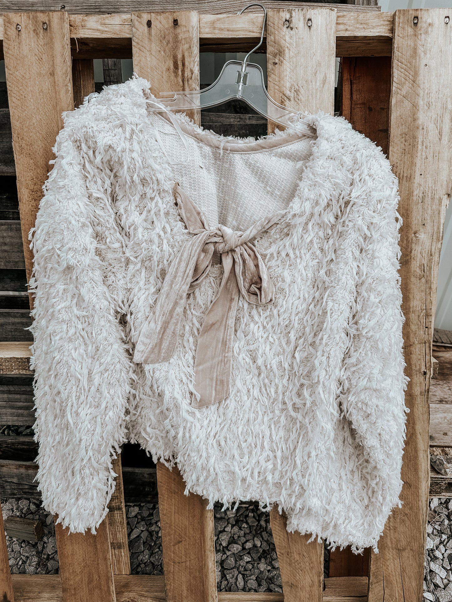 Feathered Velvet Bow Sweater