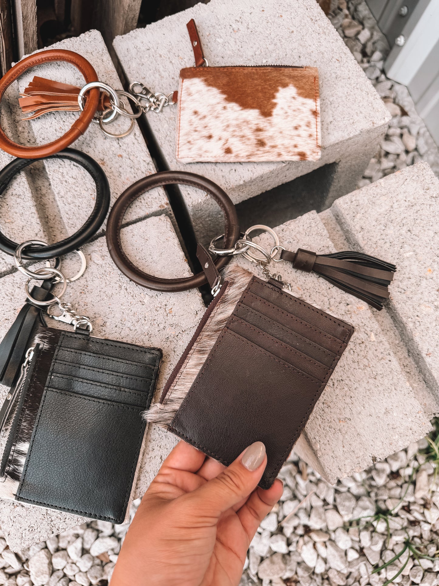 Cowhide Bangle Card Holder Leather Back