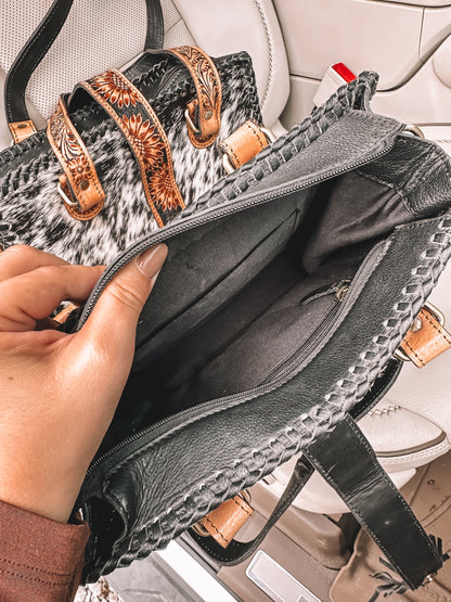 Revival Cowhide & Tooled Leather Tote Purse