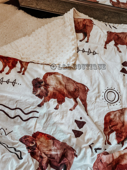 Minky Bison Roam Baby Blanket