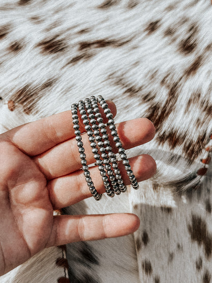 Genuine Sterling Silver Beaded Bracelet