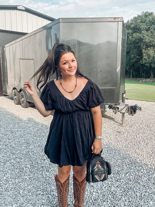 Black Bubble Tie Dress
