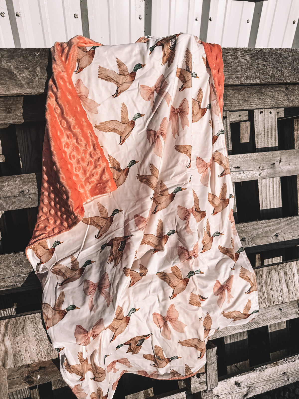 Minky Bows & Ducks Baby Blanket
