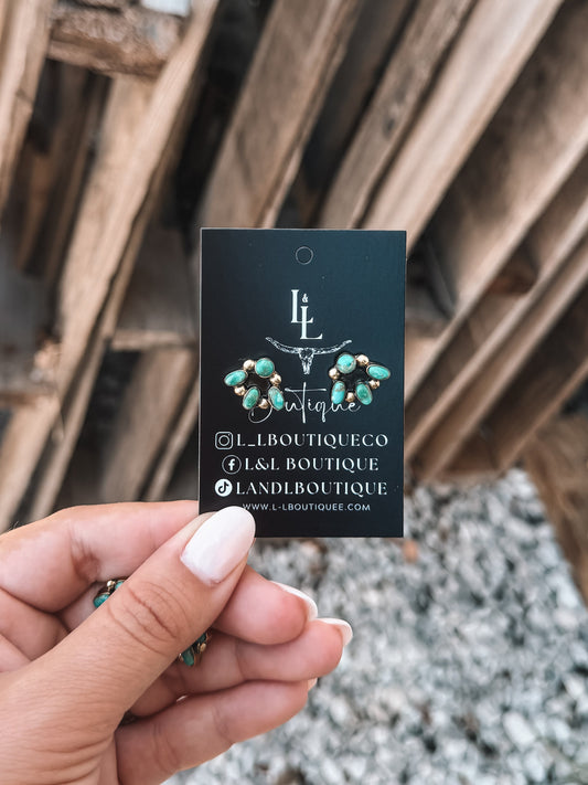 Lainey Brass Quarter Turquoise Earrings