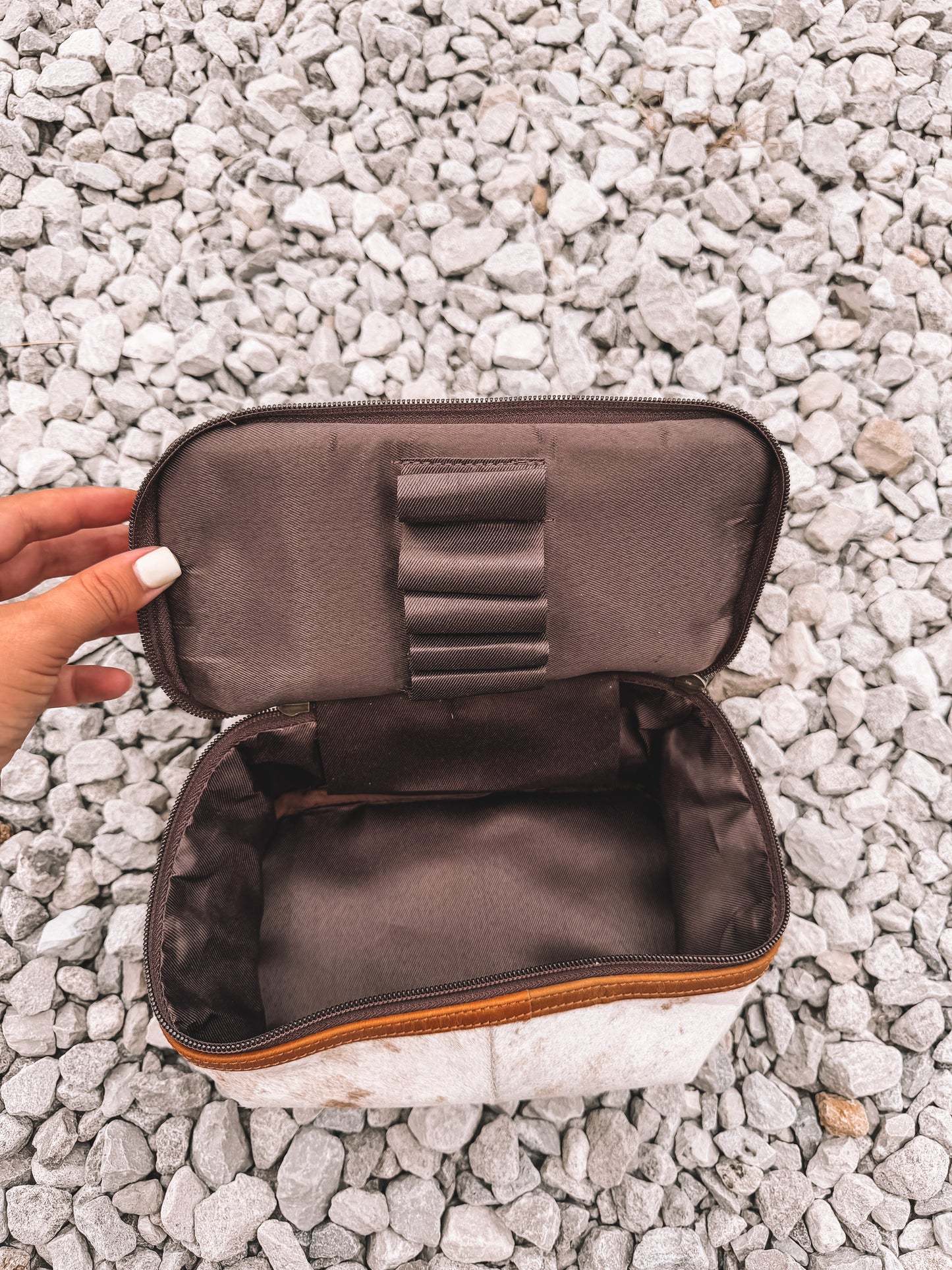 Cowhide Makeup Bag - Tan