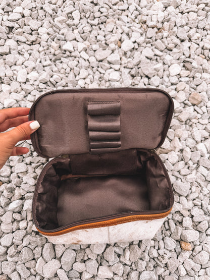 Cowhide Makeup Bag - Tan
