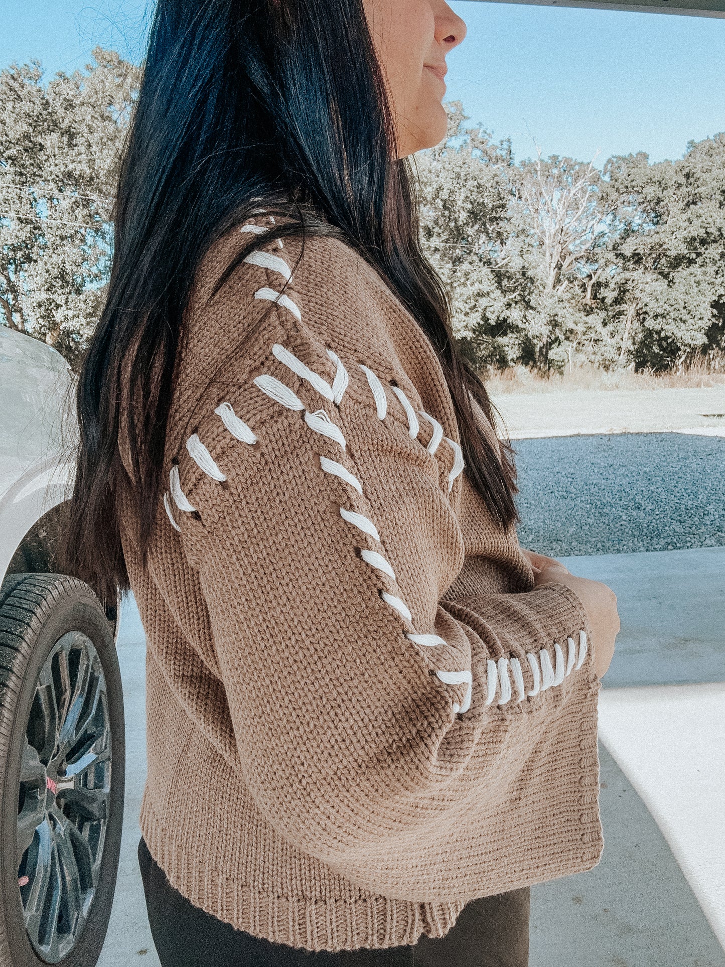 Brown Woven Stitched Sweater