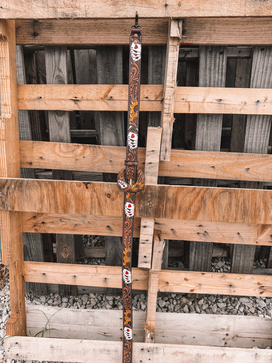 Aces Tooled Leather Crossbody Strap