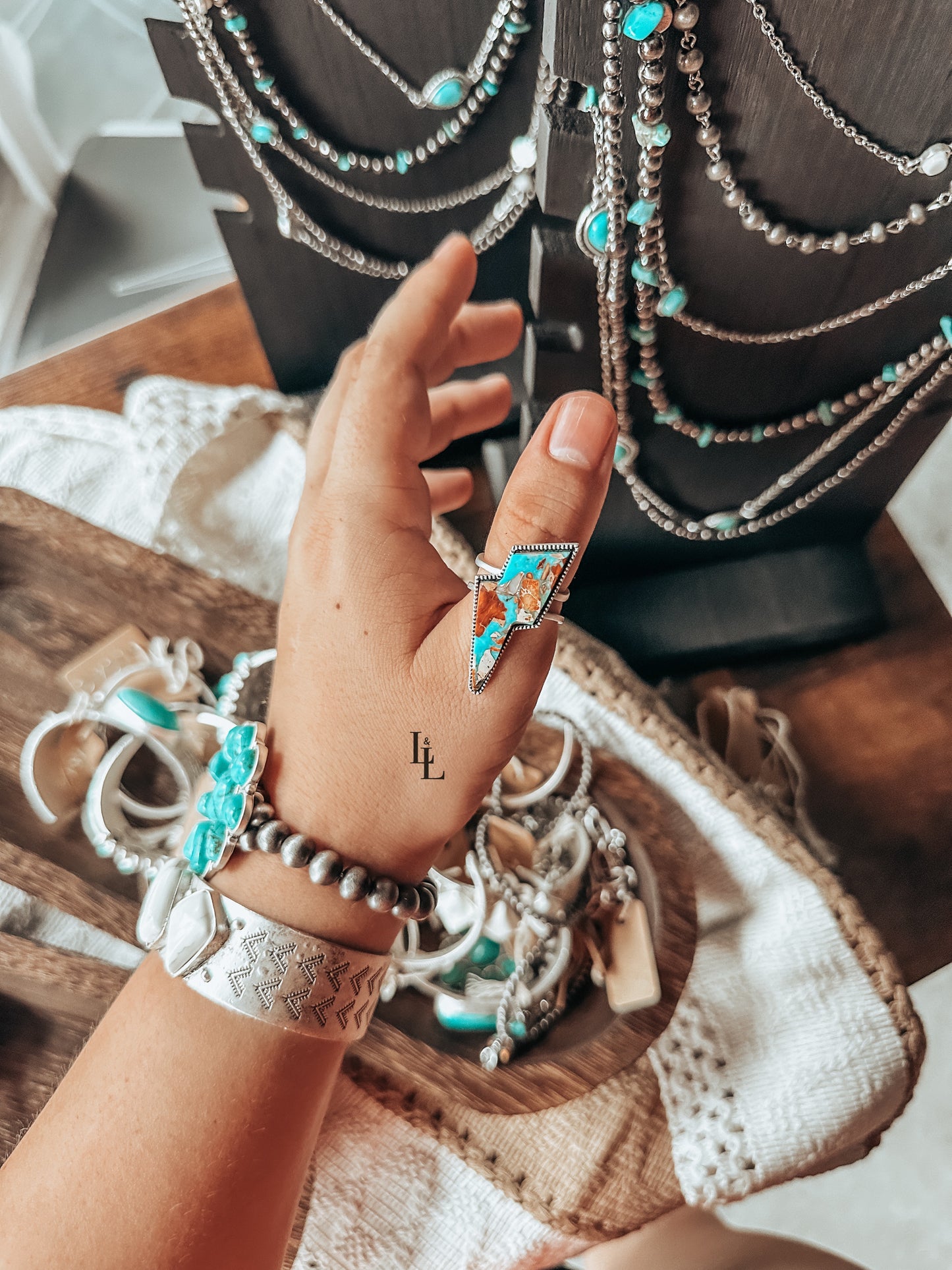 Lightning Bolt Natural Ring in Turquoise