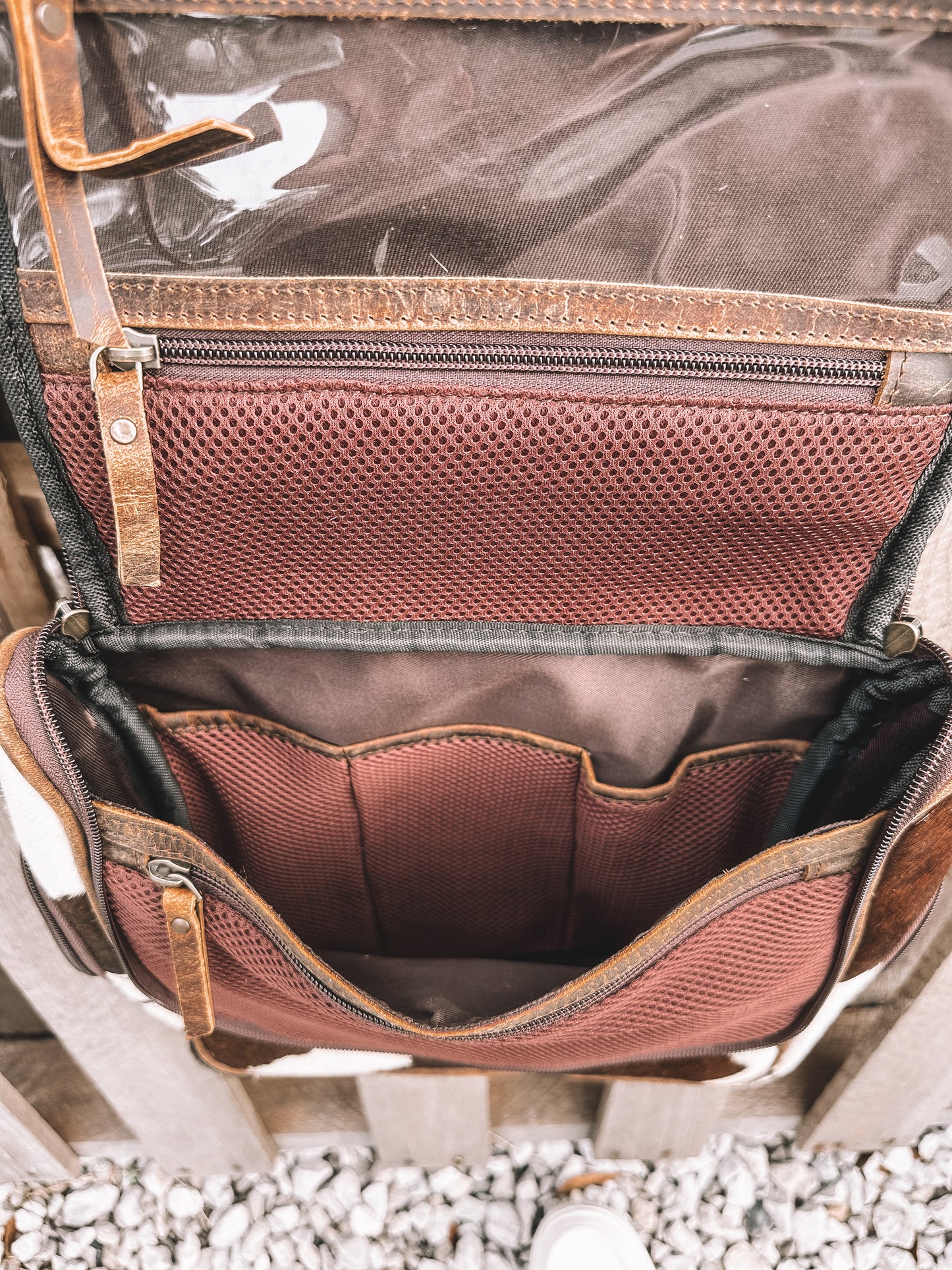 Oversized Cowhide Hanging Toiletry Bag