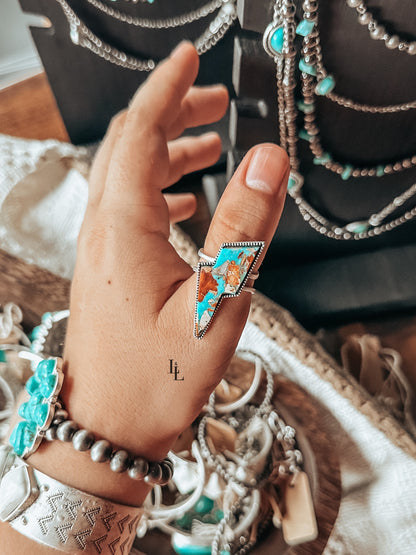 Lightning Bolt Natural Ring in Turquoise