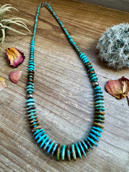 23 inch graduated turquoise necklace tri-color