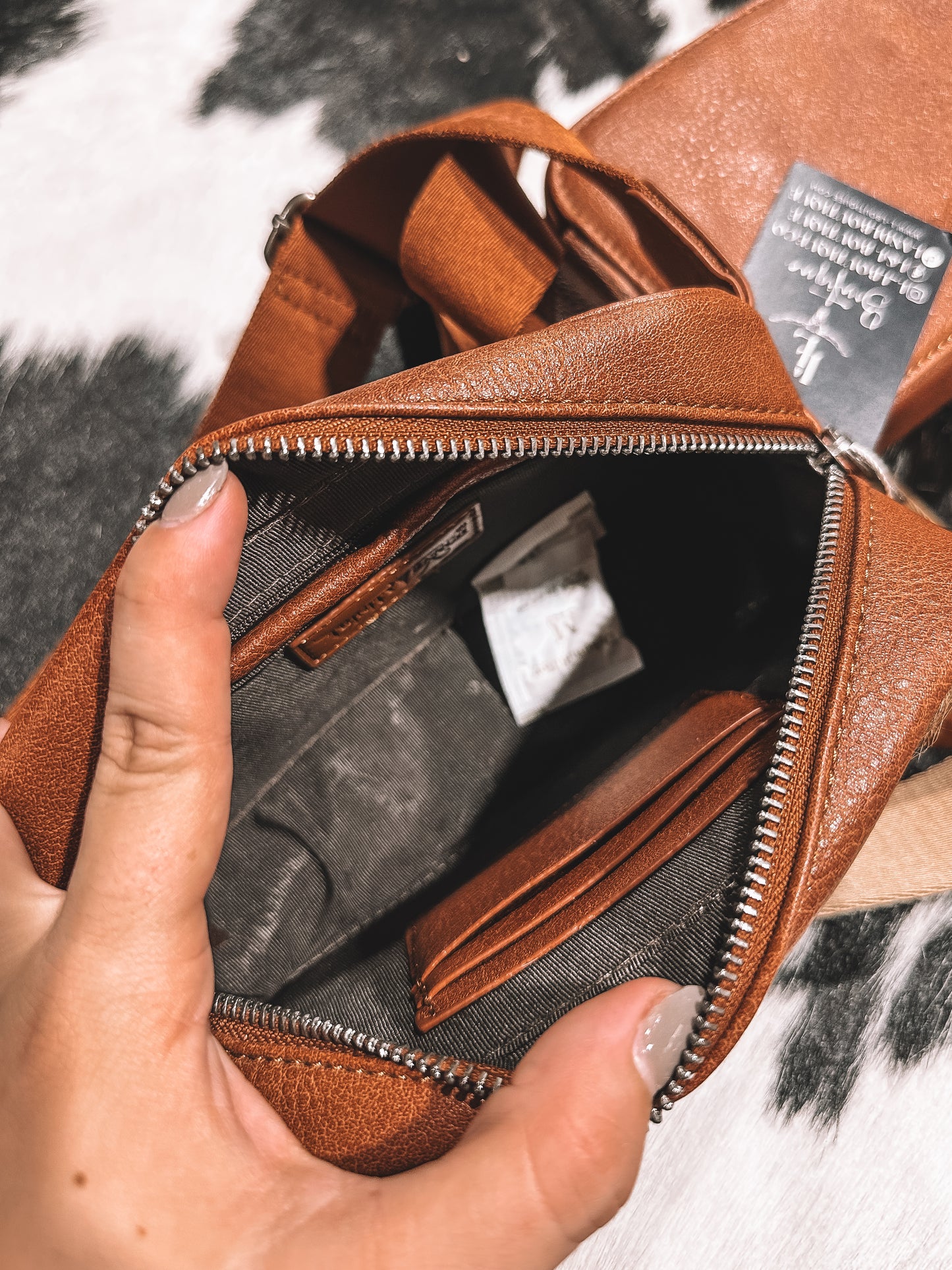 Brown Cowhide Crossbody Bum Bag