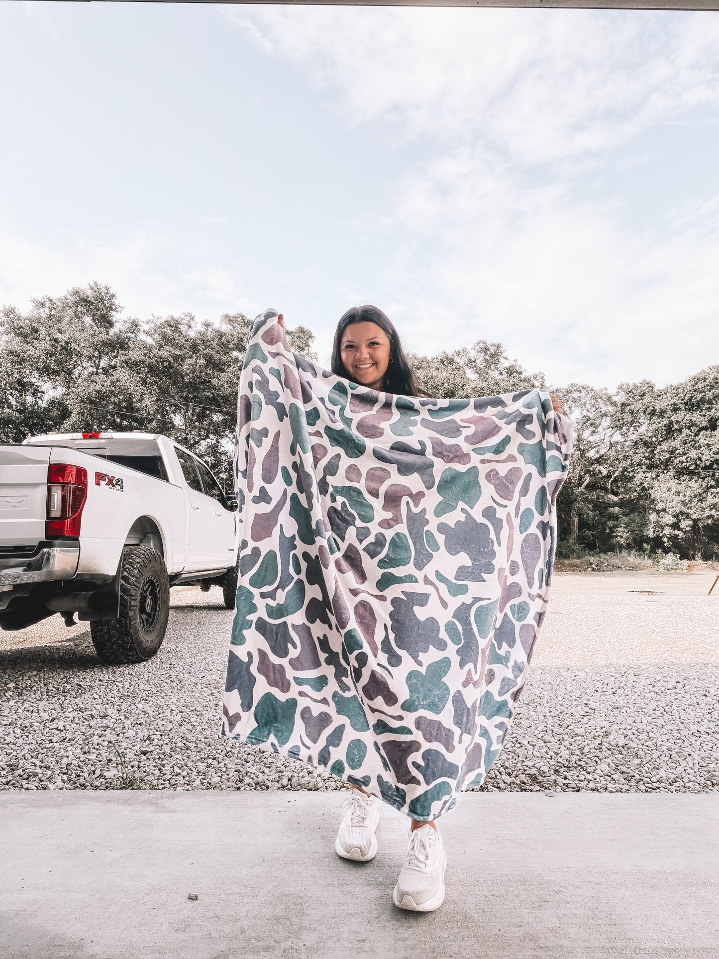 Old School Camo Adult Blanket in Gray