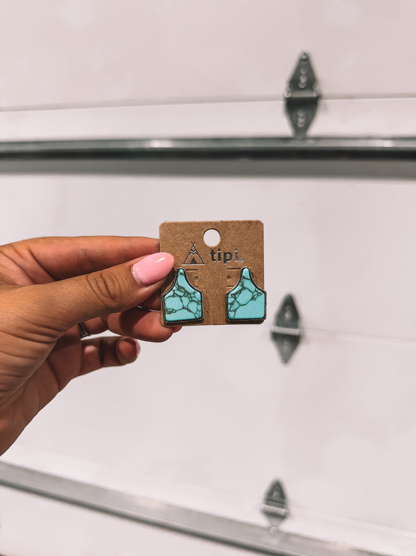 Turquoise Cowtag Earrings
