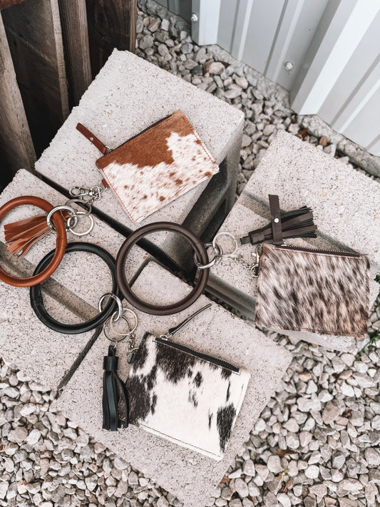 Cowhide Bangle Card Holder Leather Back