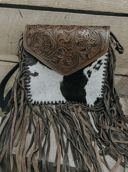 Hope Tooled Leather Cowhide Fringe Purse by Countryside Co.