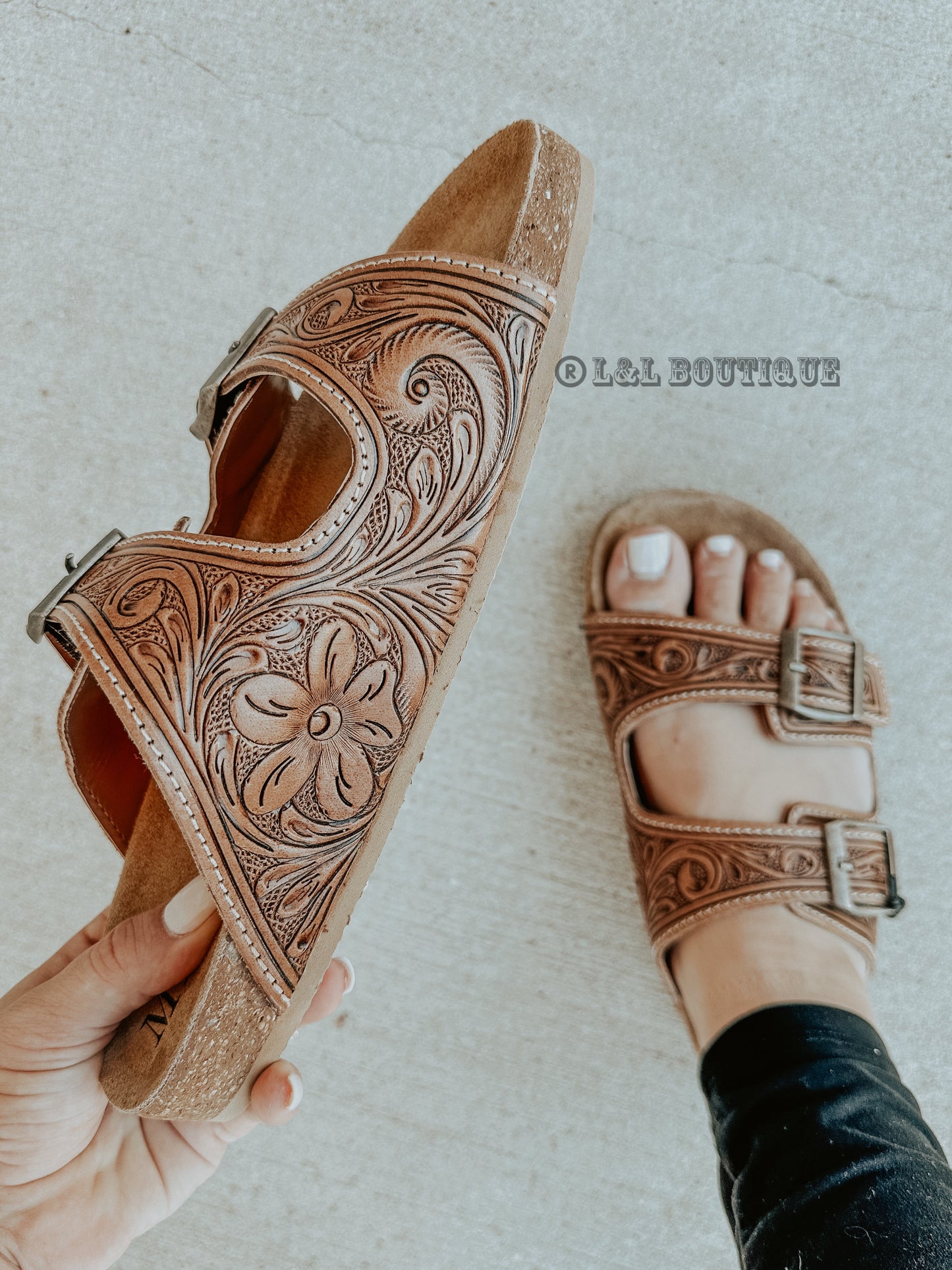 Darla Tooled Leather Sandals