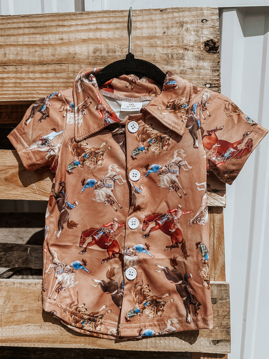 Brown Rodeo Boys Button Down Shirt