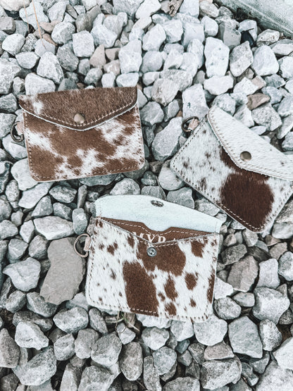 Juniper Cowhide Coin Pouch Keychain- Tan