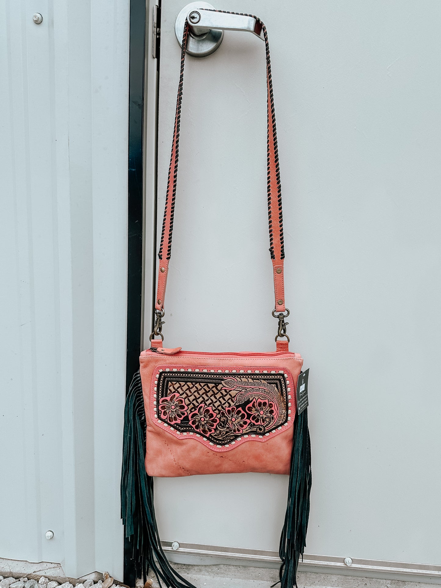 Pink Leather Crossbody