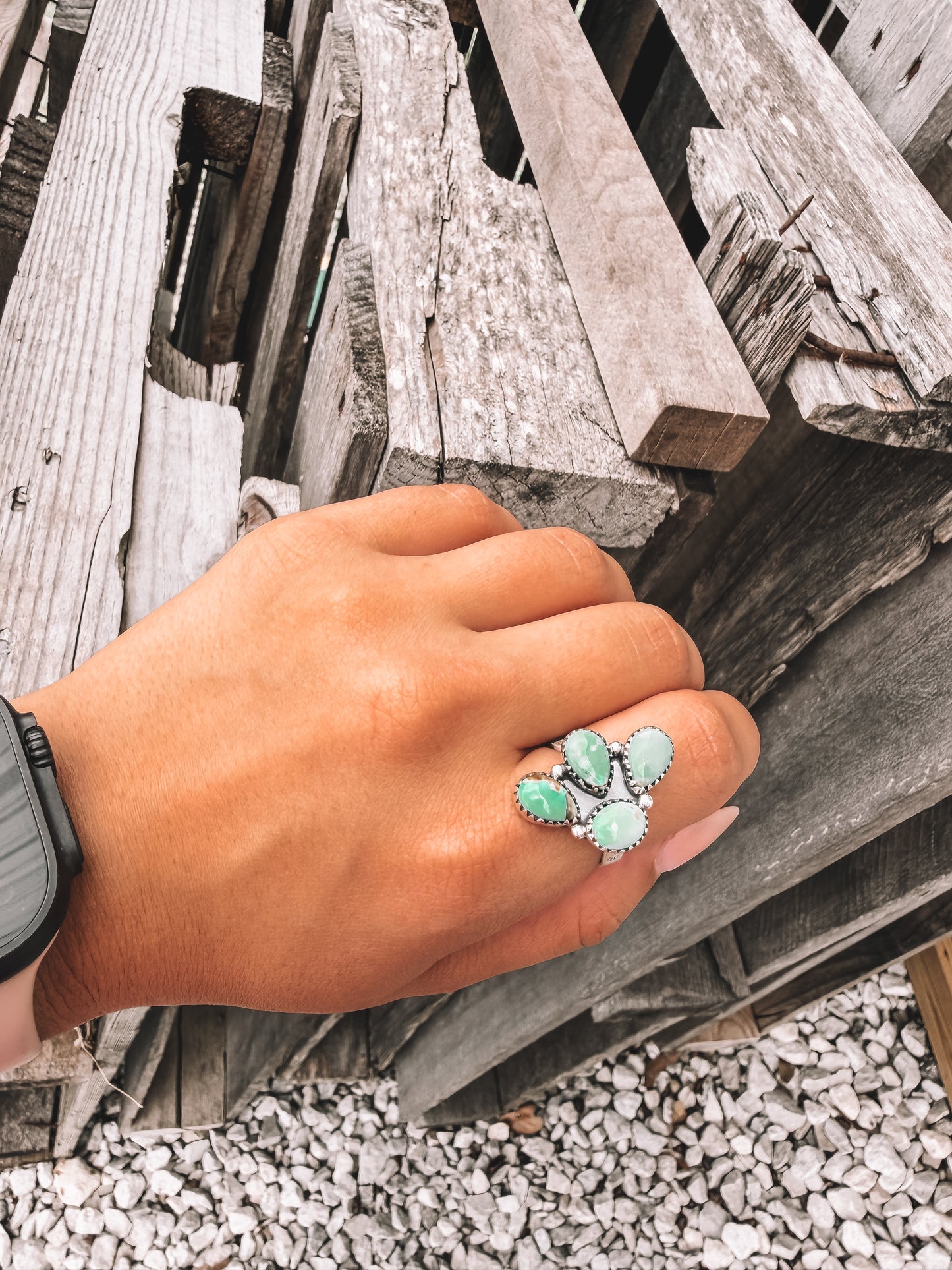 Quarter Turquoise Flower Ring