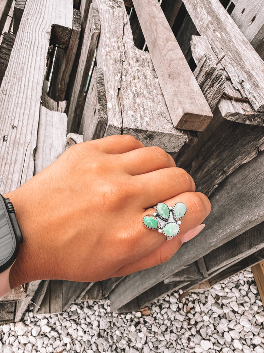 Quarter Turquoise Flower Ring