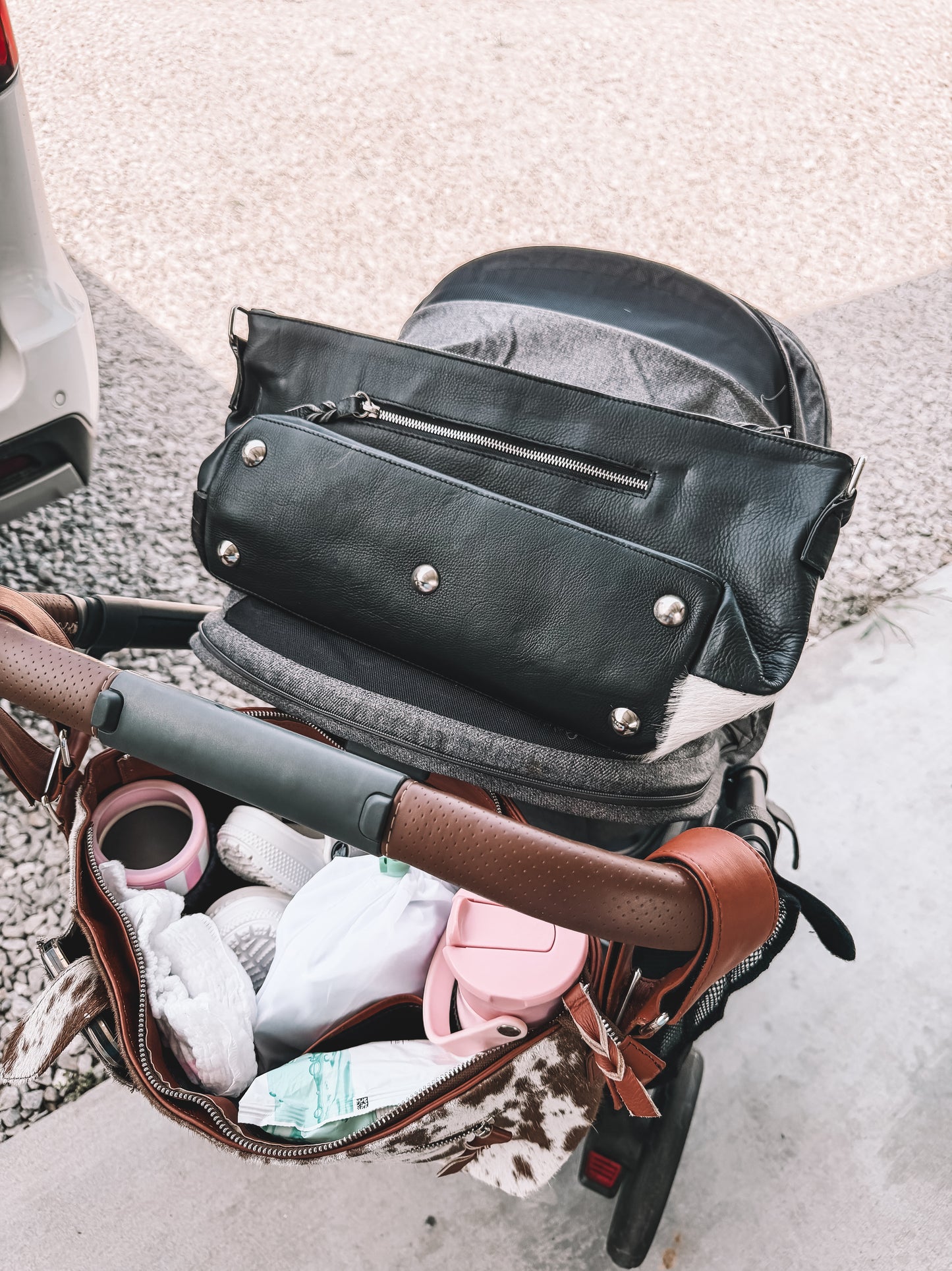 Cowhide Stroller Bag