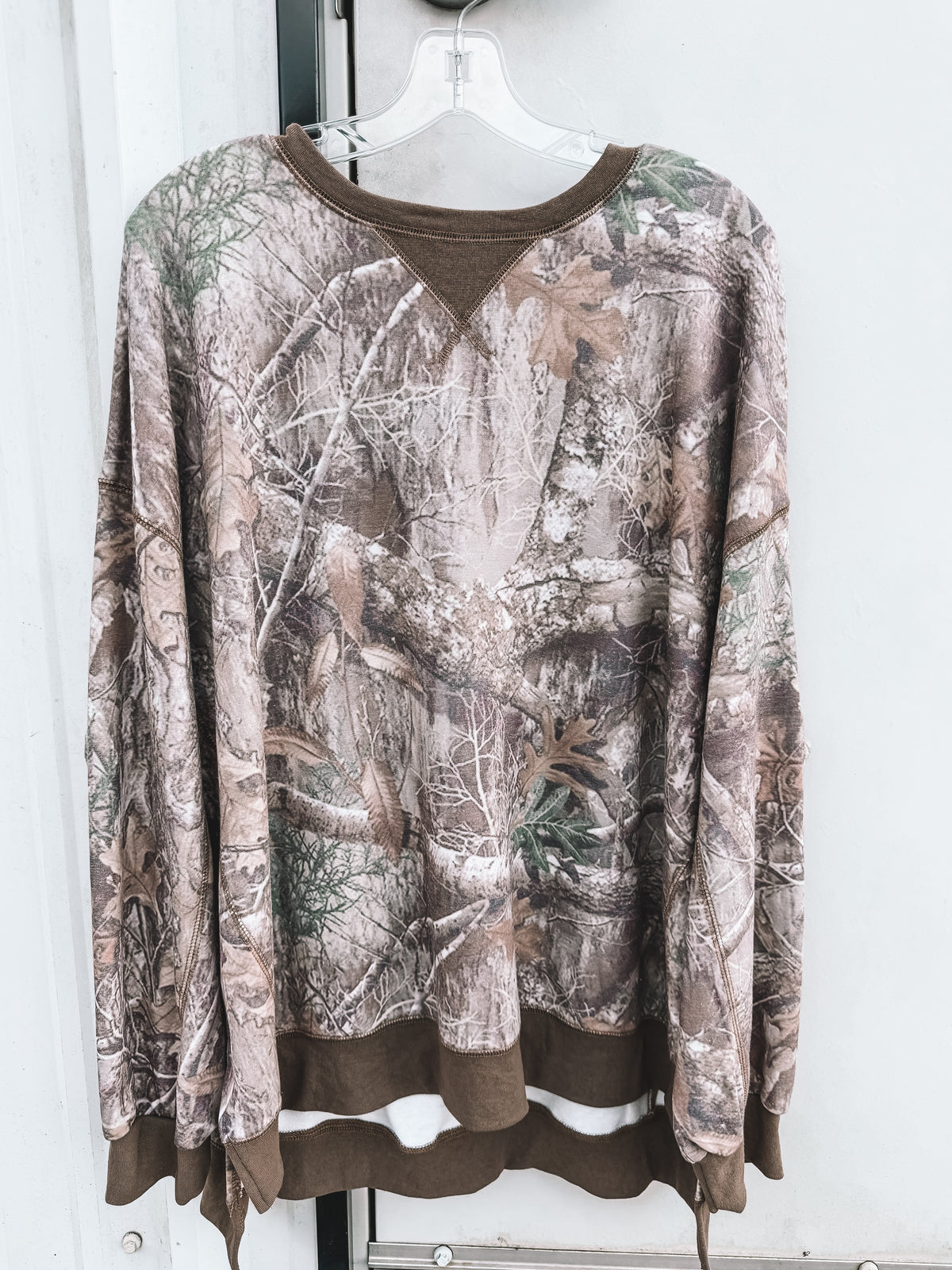Camo High Low Long Sleeve Top