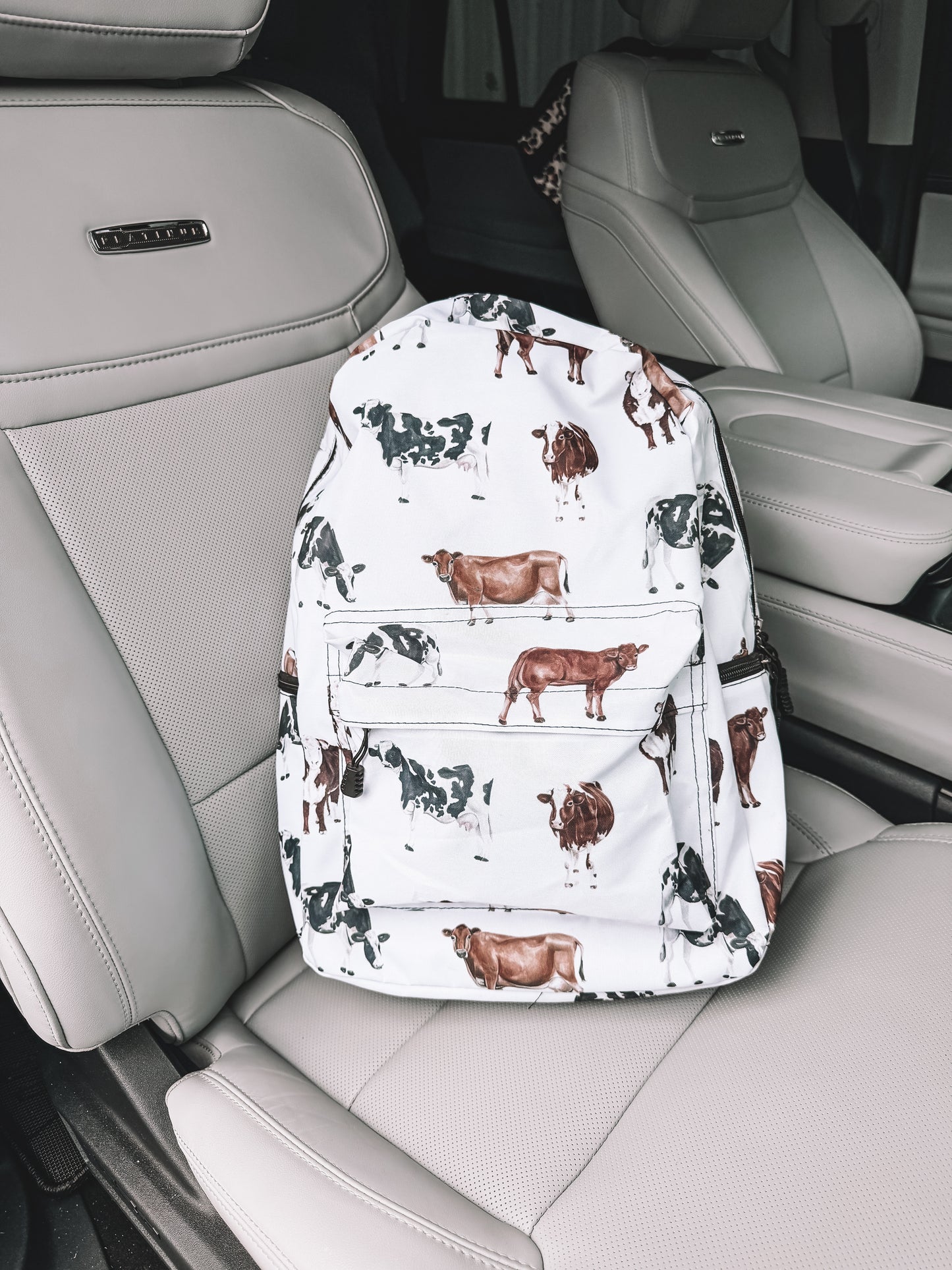 School Backpack - White Cattle