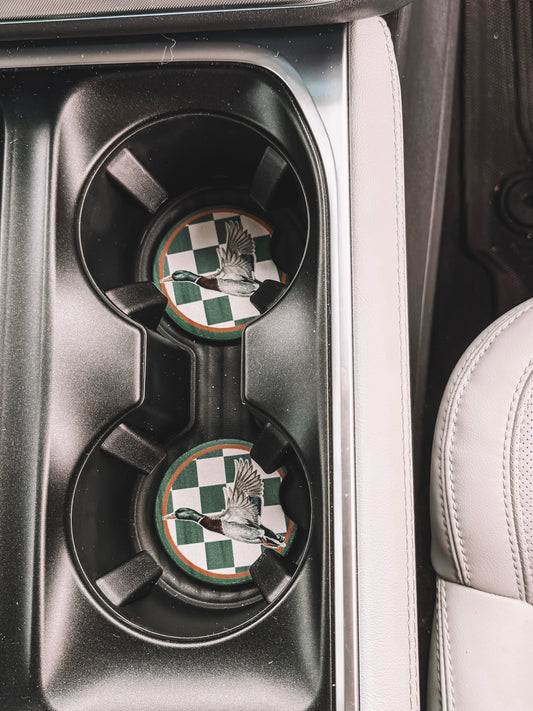 Car Coasters - Checkered Duck