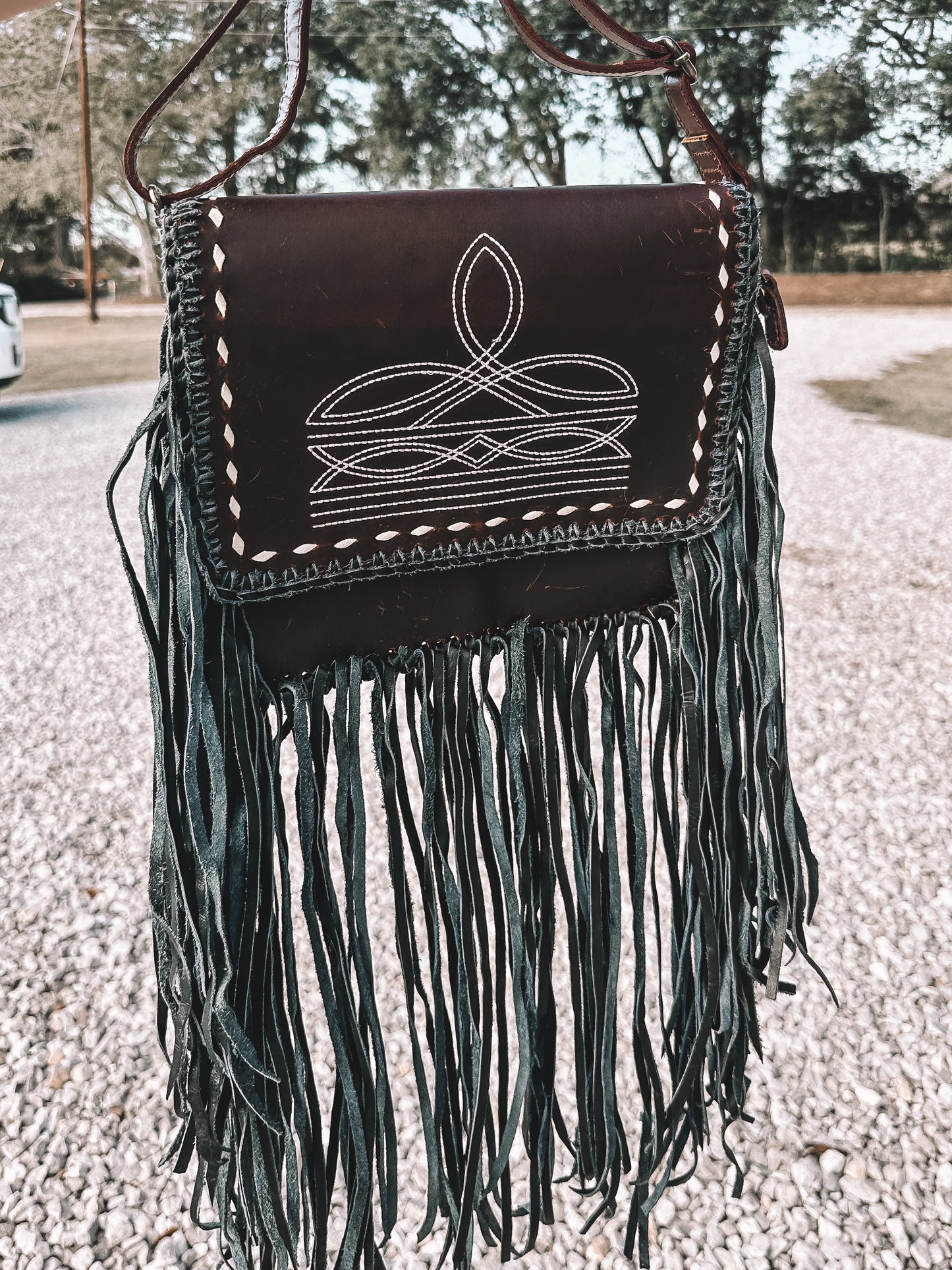 Leather Boot Stitched Crossbody