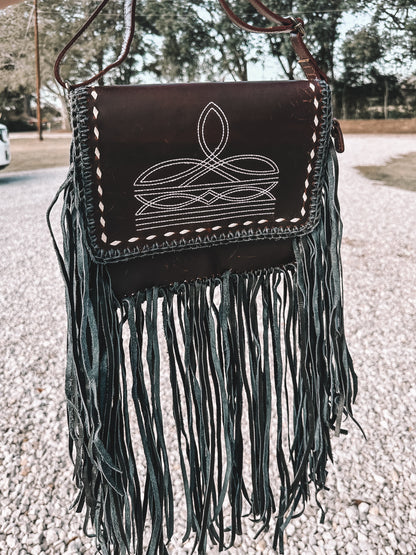 Leather Boot Stitched Crossbody