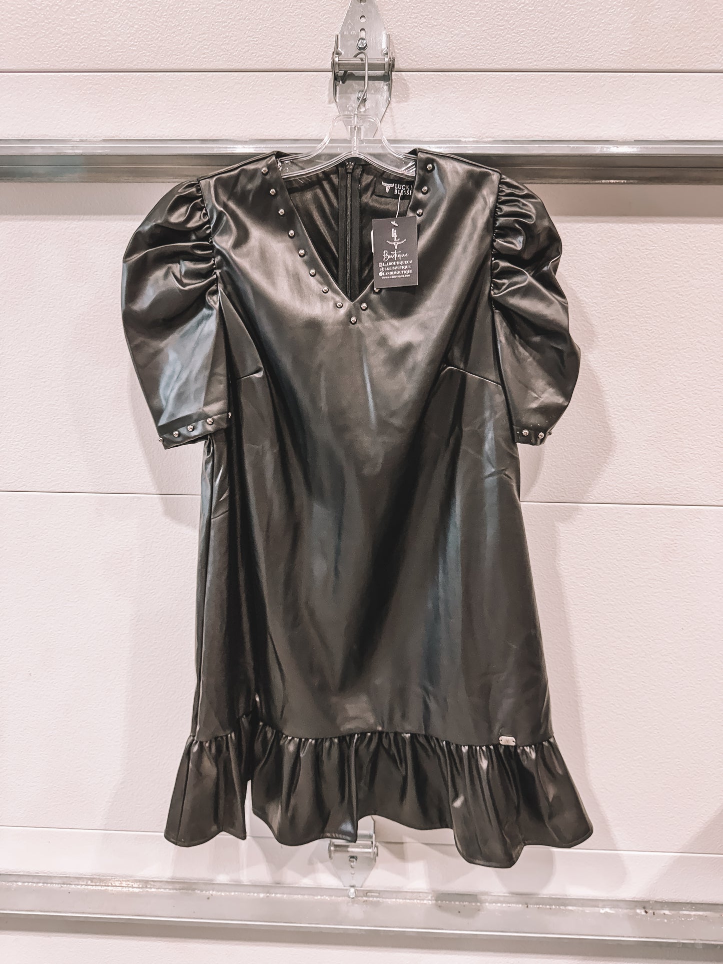 Black Studded Leather Dress