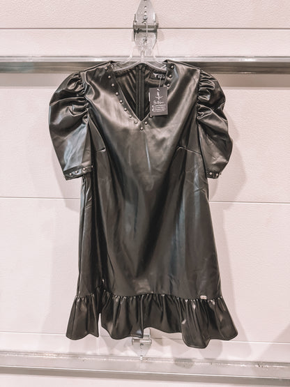 Black Studded Leather Dress
