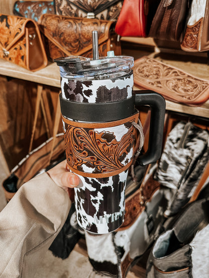 Wide Wyoming Cow Tumbler in Black