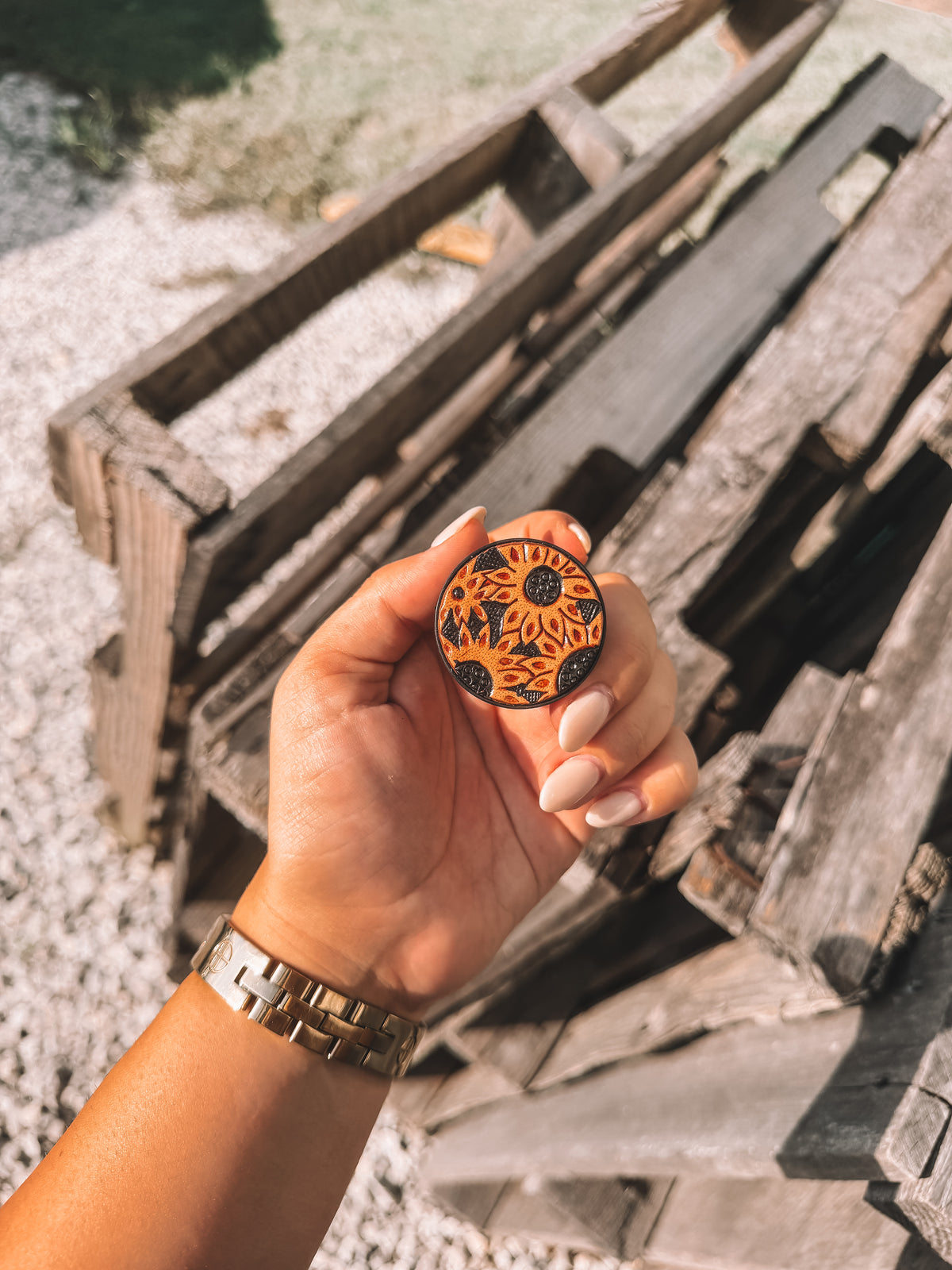 Leather Flower Pop Socket